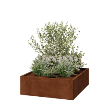 Jardinière en acier Corten - Carré - 120 x 120 x 40 cm - Soudé - Avec plaque de fond