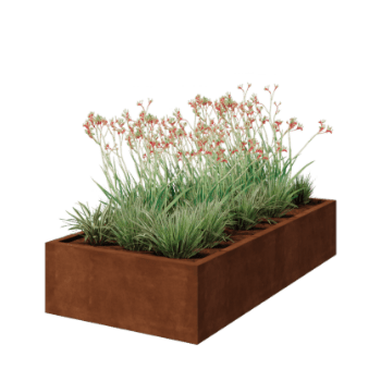 Jardinière en acier Corten - Rectangle - 200 x 100 x 40 cm - Soudé - Sanc plaque de fond