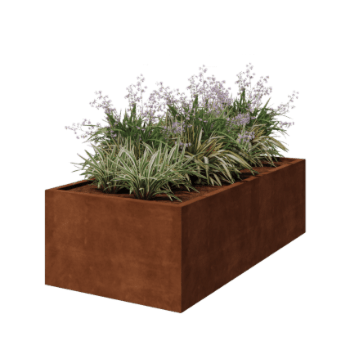 Jardinière en acier Corten - Rectangle - 200 x 100 x 60 cm - Soudé - Sanc plaque de fond