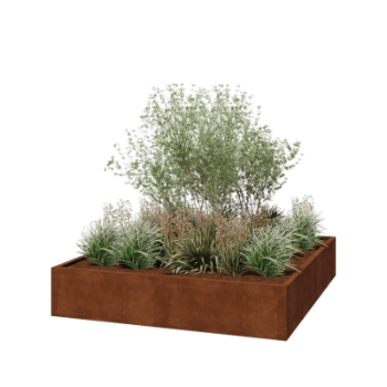 Jardinière en acier Corten - Carré - 200 x 200 x 40 cm - Soudé - Sanc plaque de fond