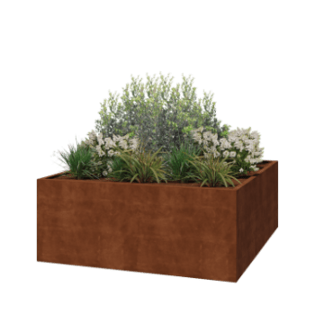 Jardinière en acier Corten - Carré - 200 x 200 x 80 cm - Soudé - Sanc plaque de fond