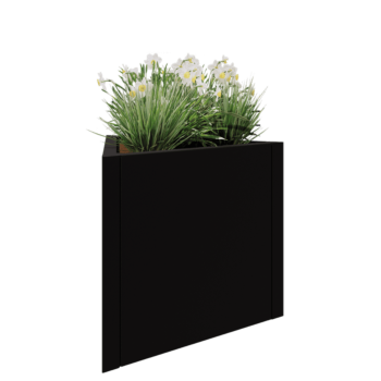 Jardinière en acier - Triangle équilatéral - 70,6 x 61 x 60 cm - RAL9005 mat (noir) - Sanc plaque de fond