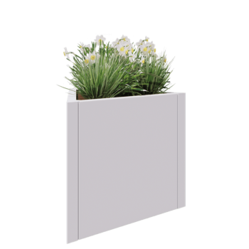 Jardinière en acier - Triangle équilatéral - 70,6 x 61 x 60 cm - RAL9010 mat (blanc) - Sanc plaque de fond