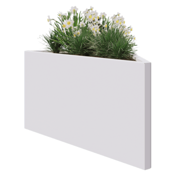 Jardinière en acier - Triangle isocèle - 112,2 x 60,5 x 60 cm - RAL9010 mat (blanc) - Sanc plaque de fond