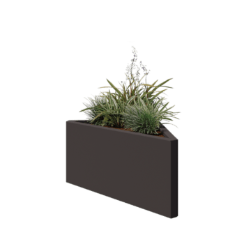 Jardinière en acier - Triangle isocèle - 83,9 x 46,4 x 40 cm - RAL7016 mat (gris anthracite) - Sanc plaque de fond