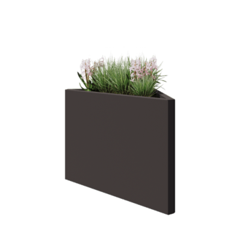 Jardinière en acier - Triangle isocèle - 83,9 x 46,4 x 60 cm - RAL7016 mat (gris anthracite) - Sanc plaque de fond