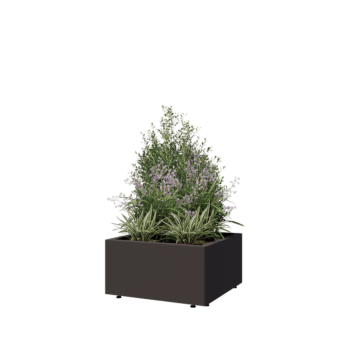 Jardinière en acier - Carré - 60 x 60 x 30 cm - Autre couleur RAL - Avec plaque de fond - Avec pieds