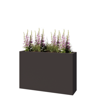 Jardinière en acier - Rectangle - 120 x 30 x 80 cm - RAL7016 mat (gris anthracite) - Sanc plaque de fond