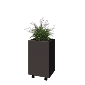 Jardinière en acier - Rectangle - 40 x 30 x 60 cm - RAL7016 mat (gris anthracite) - Avec plaque de fond - Avec roulettes