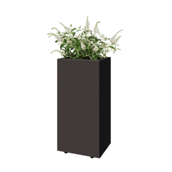 Jardinière en acier - Rectangle - 40 x 30 x 80 cm - RAL7016 mat (gris anthracite) - Avec plaque de fond - Avec pieds