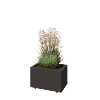 Jardinière en acier - Rectangle - 50 x 30 x 30 cm - RAL7016 mat (gris anthracite) - Avec plaque de fond - Avec pieds