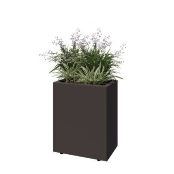 Jardinière en acier - Rectangle - 50 x 30 x 60 cm - RAL7016 mat (gris anthracite) - Avec plaque de fond - Avec pieds