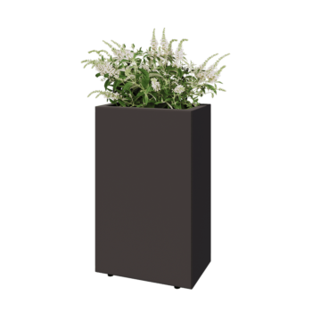 Jardinière en acier - Rectangle - 50 x 30 x 80 cm - RAL7016 mat (gris anthracite) - Avec plaque de fond - Avec pieds