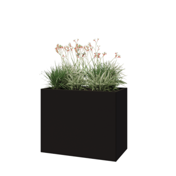 Jardinière en acier - Rectangle - 100 x 50 x 80 cm - RAL9005 mat (noir) - Avec plaque de fond