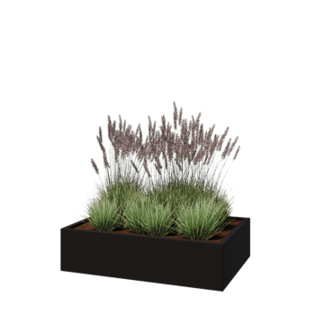 Jardinière en acier - Rectangle - 120 x 80 x 30 cm - RAL9005 mat (noir) - Sanc plaque de fond