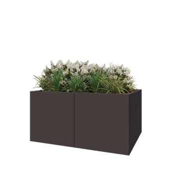 Jardinière XXL en acier - Rectangle - 160 x 120 x 80 cm - RAL7016 mat (gris anthracite) - Sanc plaque de fond