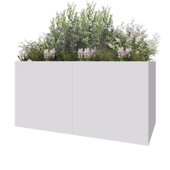Jardinière XXL en acier - Rectangle - 200 x 100 x 100 cm - RAL9010 mat (blanc) - Sanc plaque de fond