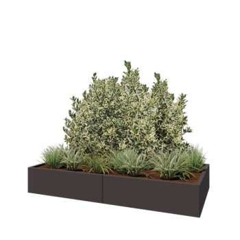 Jardinière XXL en acier - Rectangle - 200 x 100 x 30 cm - RAL7016 mat (gris anthracite) - Avec plaque de fond