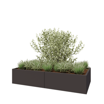 Jardinière XXL en acier - Rectangle - 200 x 100 x 40 cm - RAL7016 mat (gris anthracite) - Sanc plaque de fond