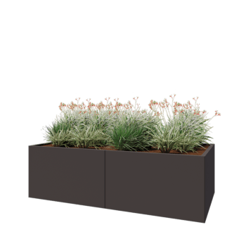 Jardinière XXL en acier - Rectangle - 200 x 100 x 60 cm - RAL7016 mat (gris anthracite) - Avec plaque de fond