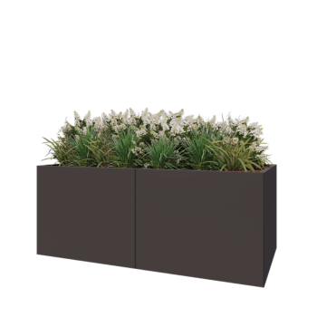 Jardinière XXL en acier - Rectangle - 200 x 100 x 80 cm - RAL7016 mat (gris anthracite) - Sanc plaque de fond