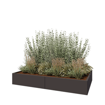 Jardinière XXL en acier - Rectangle - 200 x 120 x 30 cm - RAL7016 mat (gris anthracite) - Avec plaque de fond