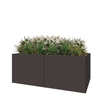 Jardinière XXL en acier - Rectangle - 200 x 120 x 80 cm - RAL7016 mat (gris anthracite) - Sanc plaque de fond