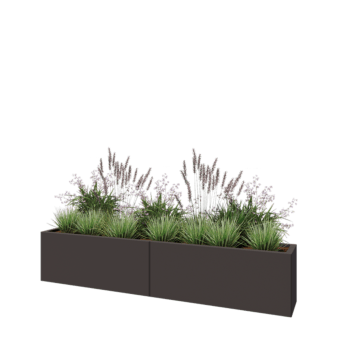 Jardinière XXL en acier - Rectangle - 200 x 30 x 40 cm - RAL7016 mat (gris anthracite) - Avec plaque de fond