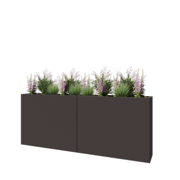 Jardinière XXL en acier - Rectangle - 200 x 30 x 80 cm - RAL7016 mat (gris anthracite) - Avec plaque de fond
