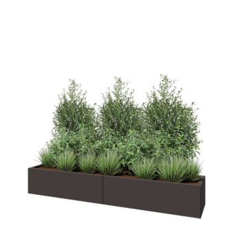 Jardinière XXL en acier - Rectangle - 200 x 40 x 30 cm - RAL7016 mat (gris anthracite) - Sanc plaque de fond