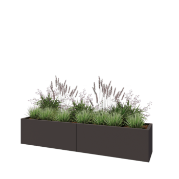 Jardinière XXL en acier - Rectangle - 200 x 40 x 40 cm - RAL7016 mat (gris anthracite) - Sanc plaque de fond