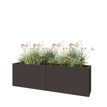 Jardinière XXL en acier - Rectangle - 200 x 40 x 60 cm - RAL7016 mat (gris anthracite) - Sanc plaque de fond