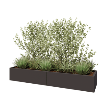 Jardinière XXL en acier - Rectangle - 200 x 50 x 30 cm - Autre couleur RAL - Avec plaque de fond