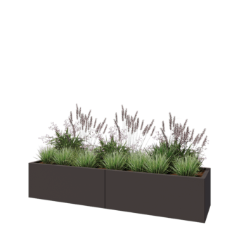 Jardinière XXL en acier - Rectangle - 200 x 50 x 40 cm - RAL7016 mat (gris anthracite) - Sanc plaque de fond