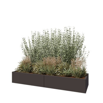 Jardinière XXL en acier - Rectangle - 200 x 60 x 30 cm - RAL7016 mat (gris anthracite) - Sanc plaque de fond