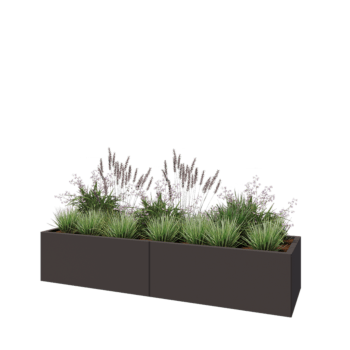 Jardinière XXL en acier - Rectangle - 200 x 60 x 40 cm - RAL7016 mat (gris anthracite) - Sanc plaque de fond