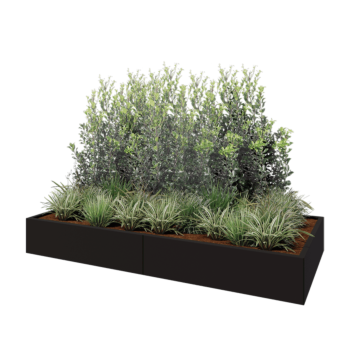 Jardinière XXL en acier - Rectangle - 240 x 100 x 30 cm - RAL9005 mat (noir) - Avec plaque de fond