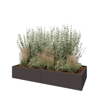 Jardinière XXL en acier - Rectangle - 240 x 100 x 40 cm - RAL7016 mat (gris anthracite) - Sanc plaque de fond