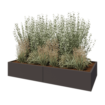 Jardinière XXL en acier - Rectangle - 240 x 100 x 40 cm - Autre couleur RAL - Avec plaque de fond