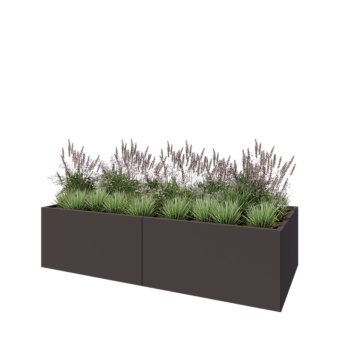 Jardinière XXL en acier - Rectangle - 240 x 100 x 60 cm - RAL7016 mat (gris anthracite) - Sanc plaque de fond