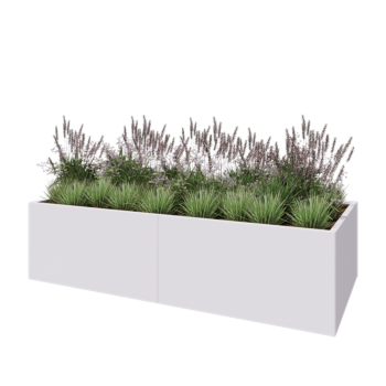 Jardinière XXL en acier - Rectangle - 240 x 100 x 60 cm - RAL9010 mat (blanc) - Sanc plaque de fond