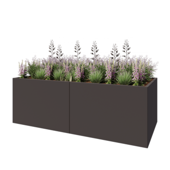 Jardinière XXL en acier - Rectangle - 240 x 100 x 80 cm - Autre couleur RAL - Avec plaque de fond