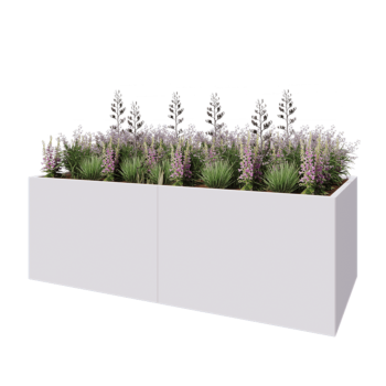 Jardinière XXL en acier - Rectangle - 240 x 100 x 80 cm - RAL9010 mat (blanc) - Sanc plaque de fond