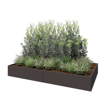 Jardinière XXL en acier - Rectangle - 240 x 120 x 30 cm - Autre couleur RAL - Avec plaque de fond