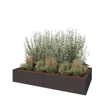 Jardinière XXL en acier - Rectangle - 240 x 120 x 40 cm - RAL7016 mat (gris anthracite) - Sanc plaque de fond