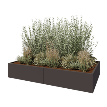 Jardinière XXL en acier - Rectangle - 240 x 120 x 40 cm - Autre couleur RAL - Avec plaque de fond