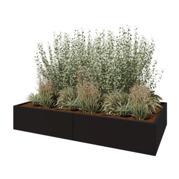 Jardinière XXL en acier - Rectangle - 240 x 120 x 40 cm - RAL9005 mat (noir) - Sanc plaque de fond