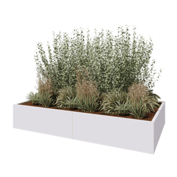 Jardinière XXL en acier - Rectangle - 240 x 120 x 40 cm - RAL9010 mat (blanc) - Sanc plaque de fond