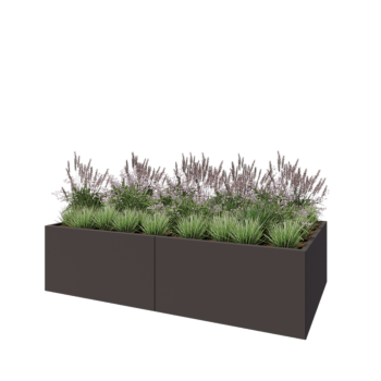Jardinière XXL en acier - Rectangle - 240 x 120 x 60 cm - RAL7016 mat (gris anthracite) - Sanc plaque de fond