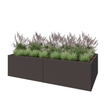 Jardinière XXL en acier - Rectangle - 240 x 120 x 60 cm - Autre couleur RAL - Sanc plaque de fond